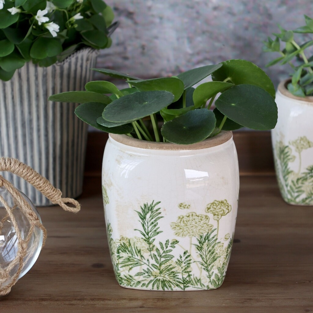 Laval Übertopf mit Blumendruck | Keramik im Landhausstil