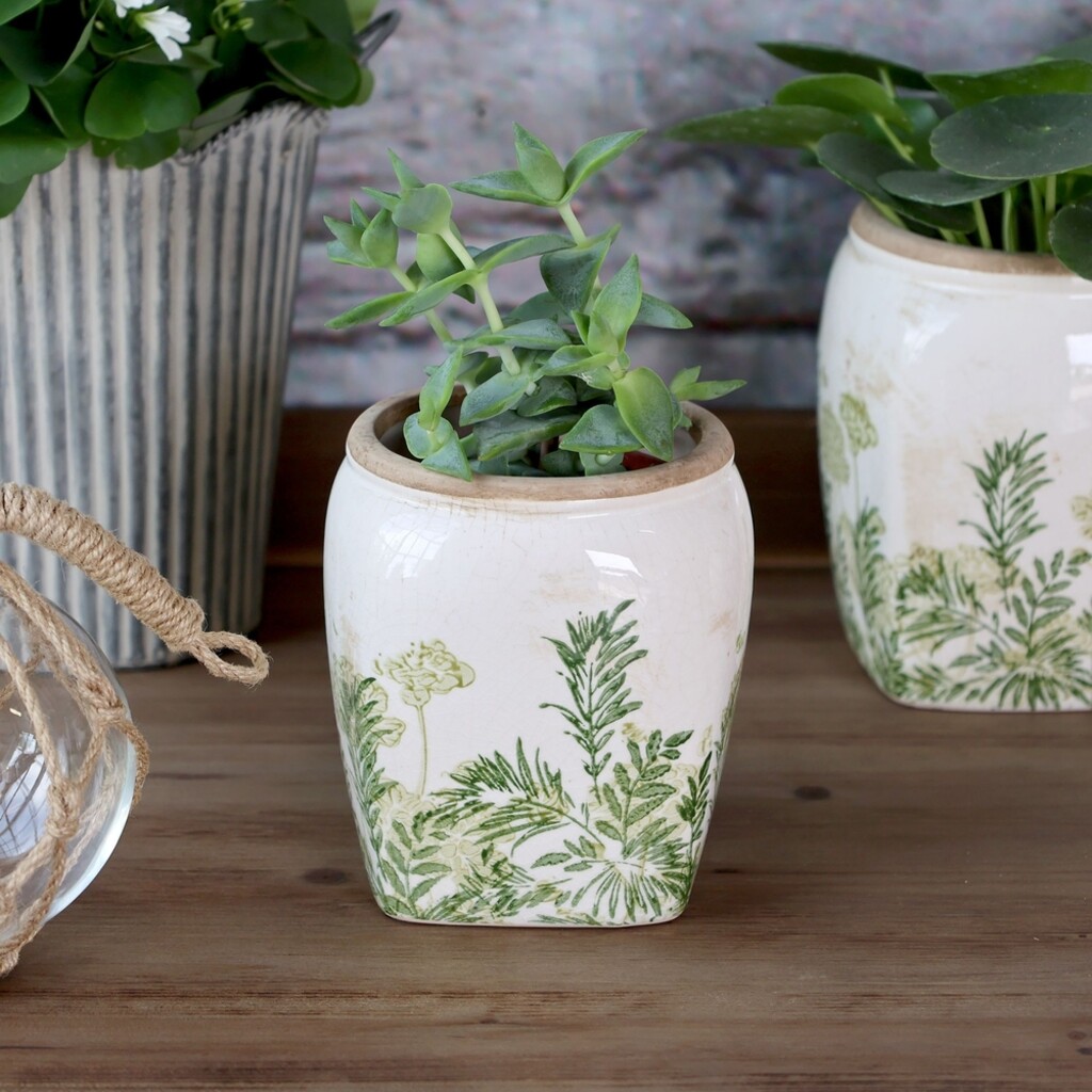 Laval Übertopf mit Blumendruck | Keramik im Landhausstil