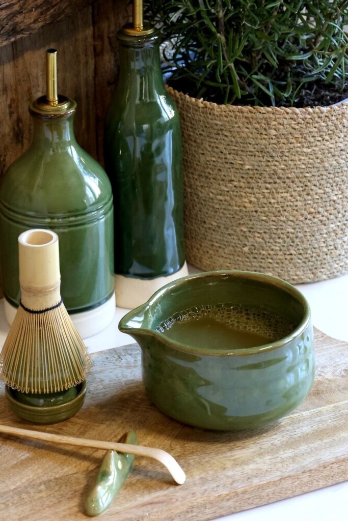 Chic Antique Matcha-Set aus Steingut und Bambus 6-teilig online kaufen bei SKANDEKO (Ansicht 2)