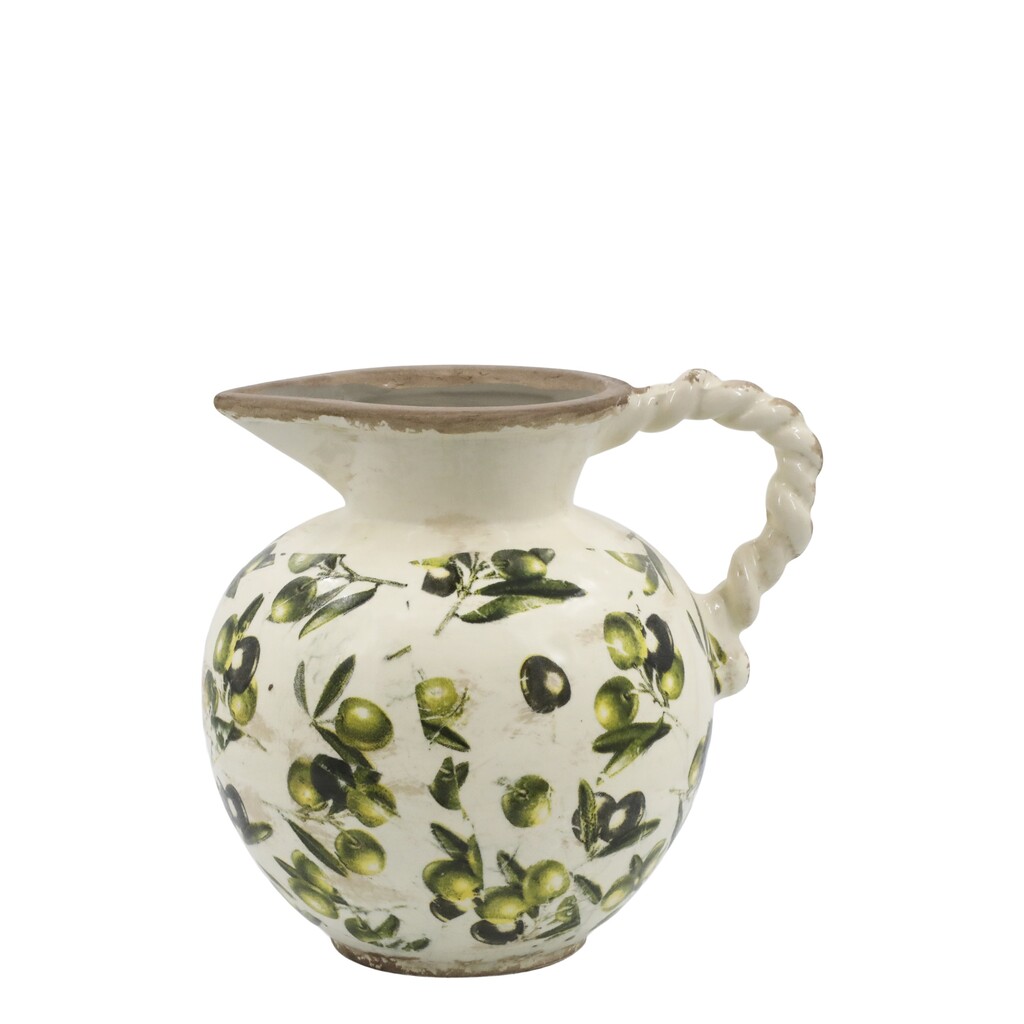 Chic Antique Olive Kanne mit Olivenmuster online kaufen bei SKANDEKO