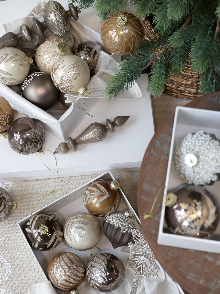 Chic Antique Ornament aus Glas mit Glitzer online kaufen bei SKANDEKO (Ansicht 2)