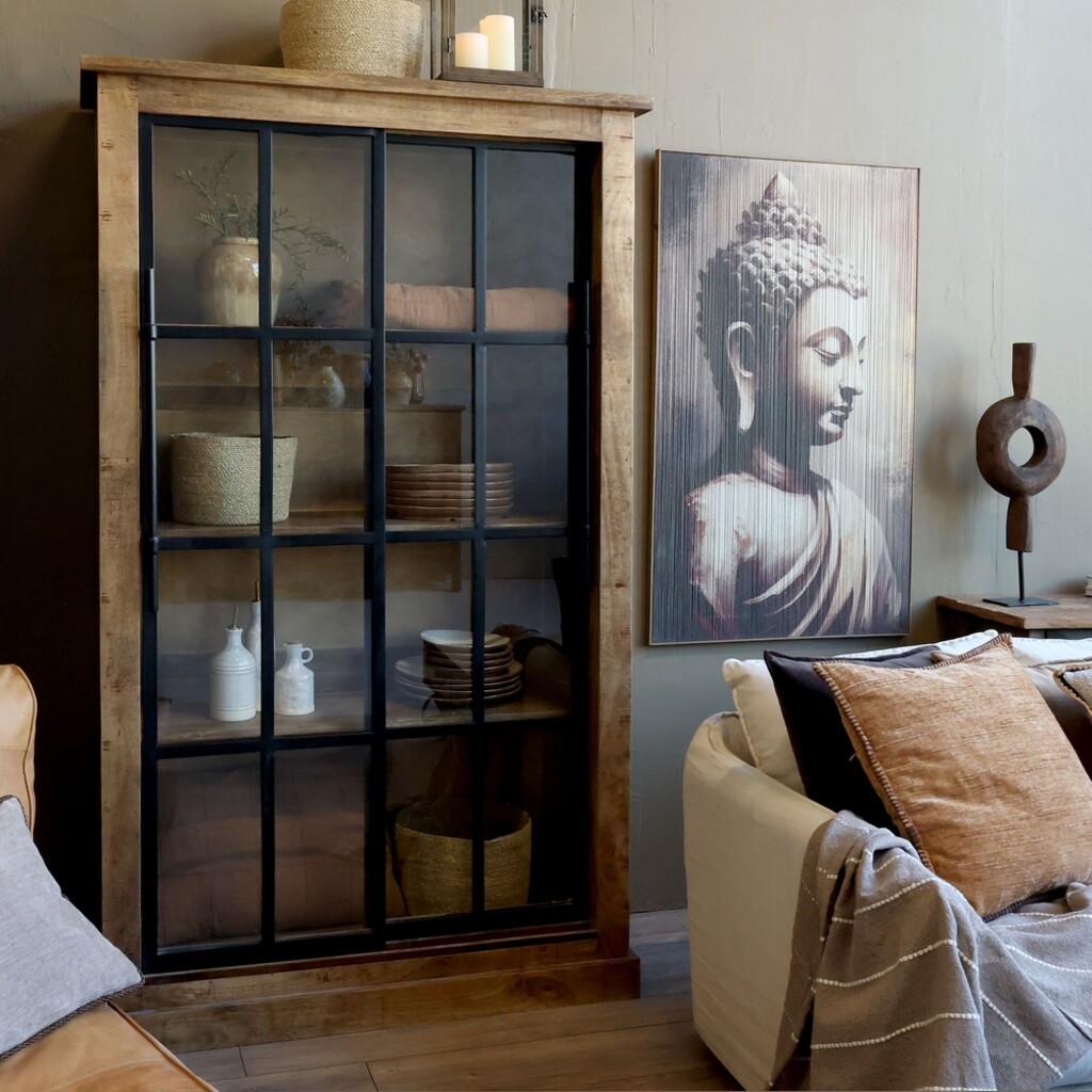 Vitrinenschrank Paris – Landhausstil mit Schiebetüren