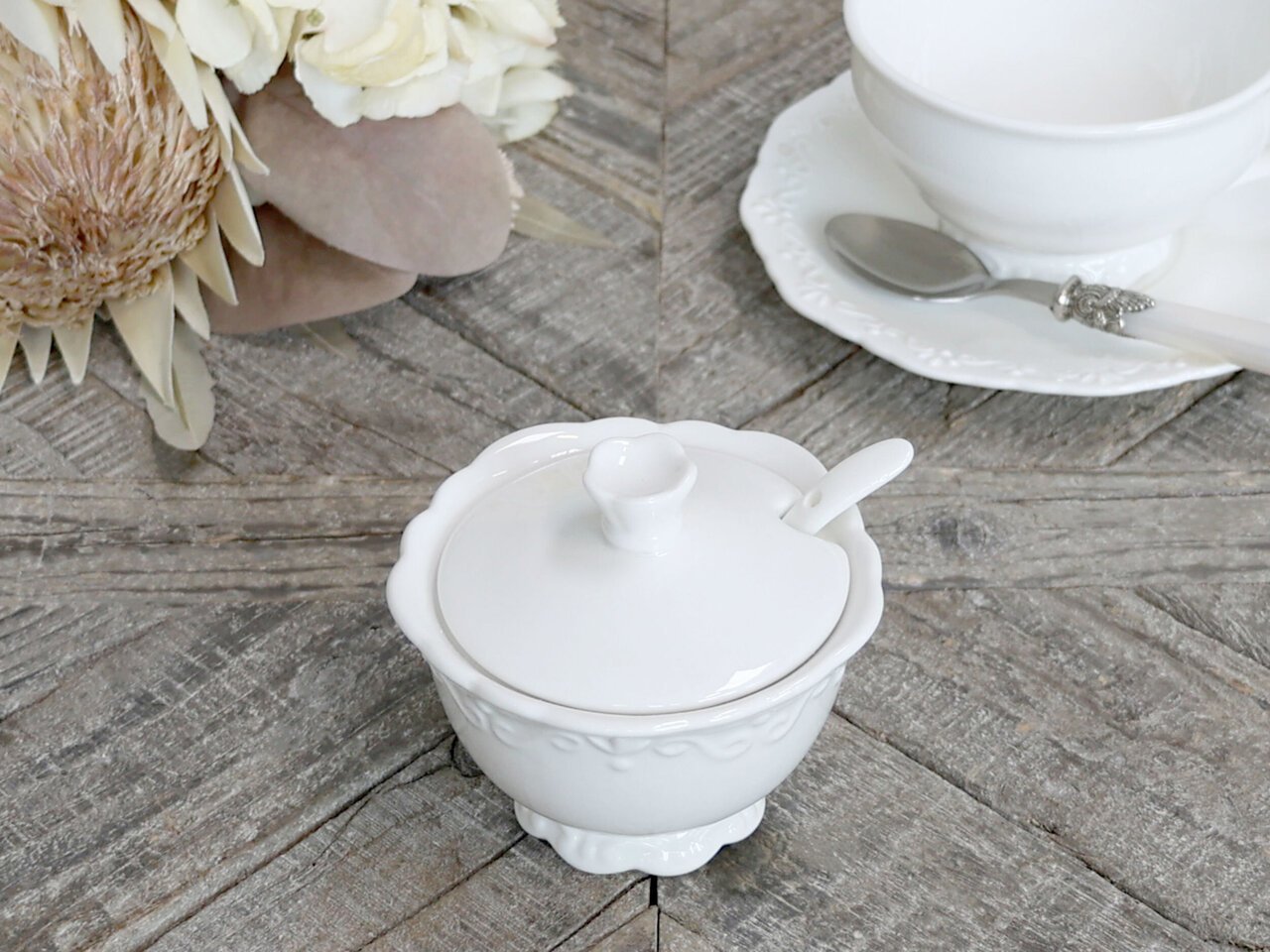 Chic Antique Provence Zuckerdose mit Löffel online kaufen bei SKANDEKO (Ansicht 2)