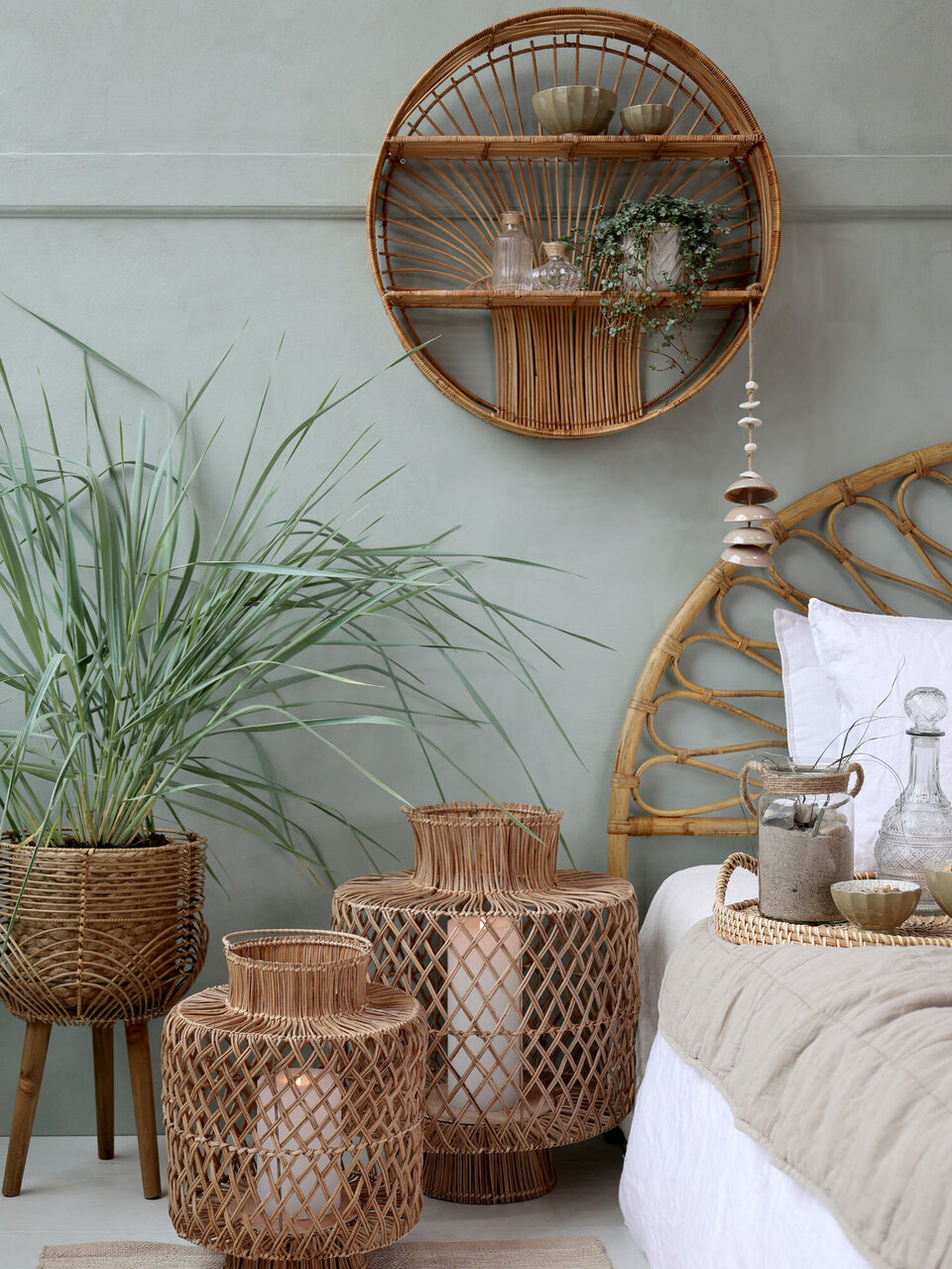 Chic Antique Rattan Laterne geflochten online kaufen bei SKANDEKO (Ansicht 2)