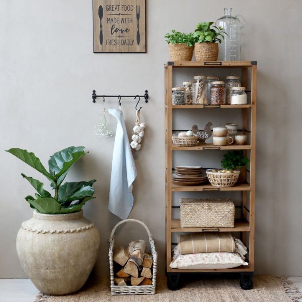 Chic Antique Regal auf Rädern mit 5 Böden online kaufen bei SKANDEKO (Ansicht 2)