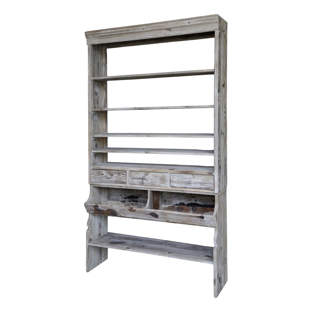 Chic Antique Regal mit Ablageböden und Schubladen online kaufen bei SKANDEKO