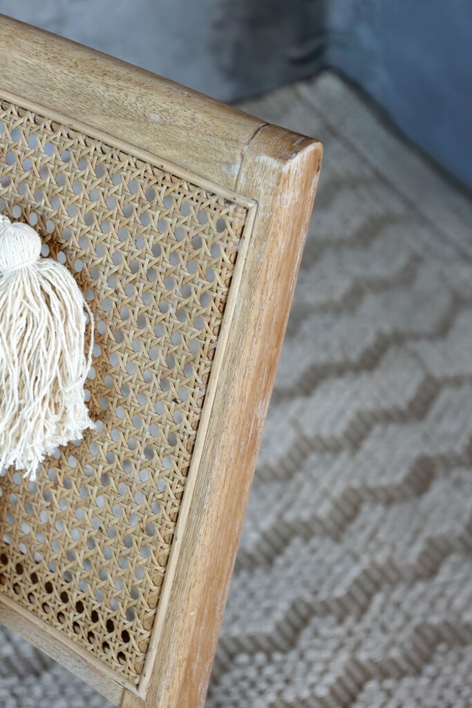Chic Antique Brocante Schaukelstuhl aus Rattan & Gummibaum