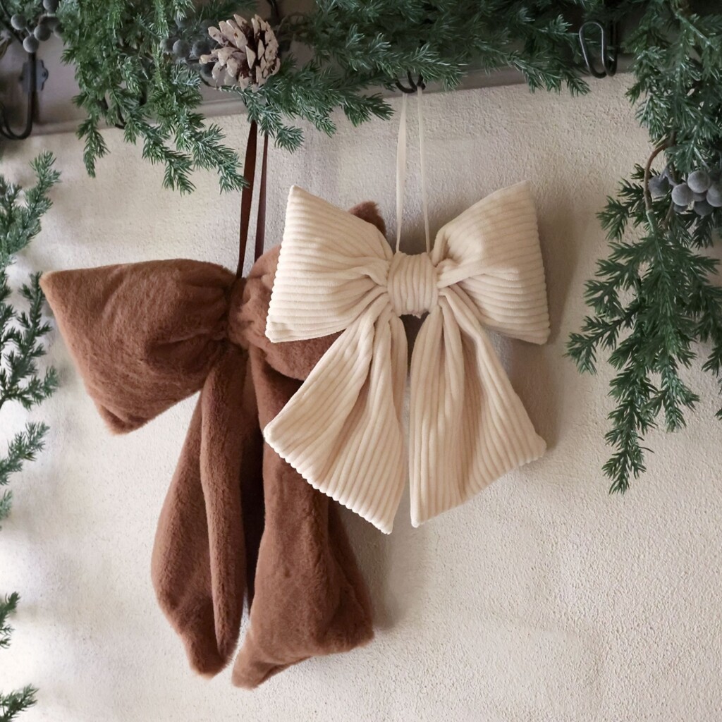 Deko-Schleifen mit Aufhängung Beige & Mocca 2er-Set
