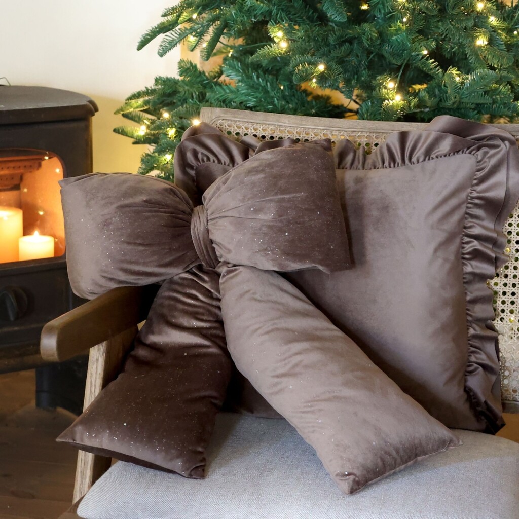 Weihnachtliche Velours-Schleife mit Glitzer