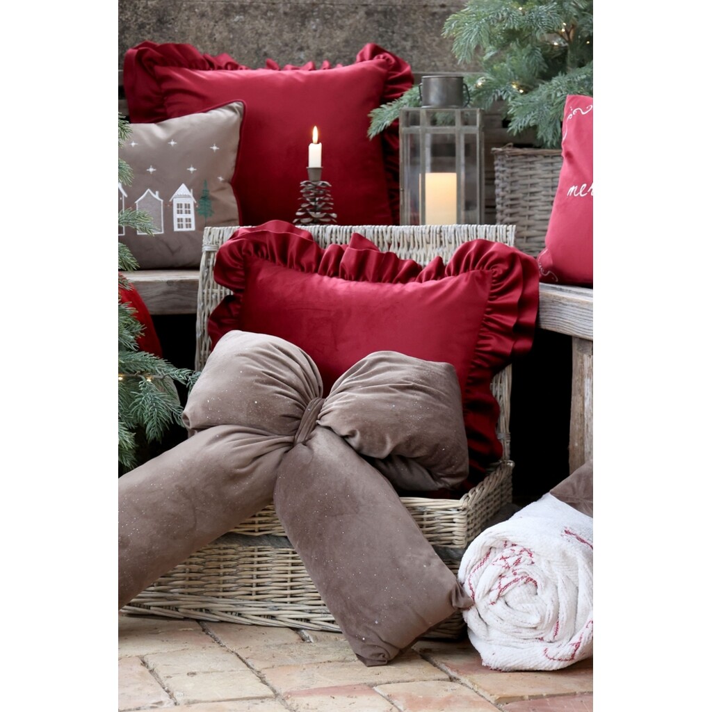 Weihnachtliche Velours-Schleife mit Glitzer