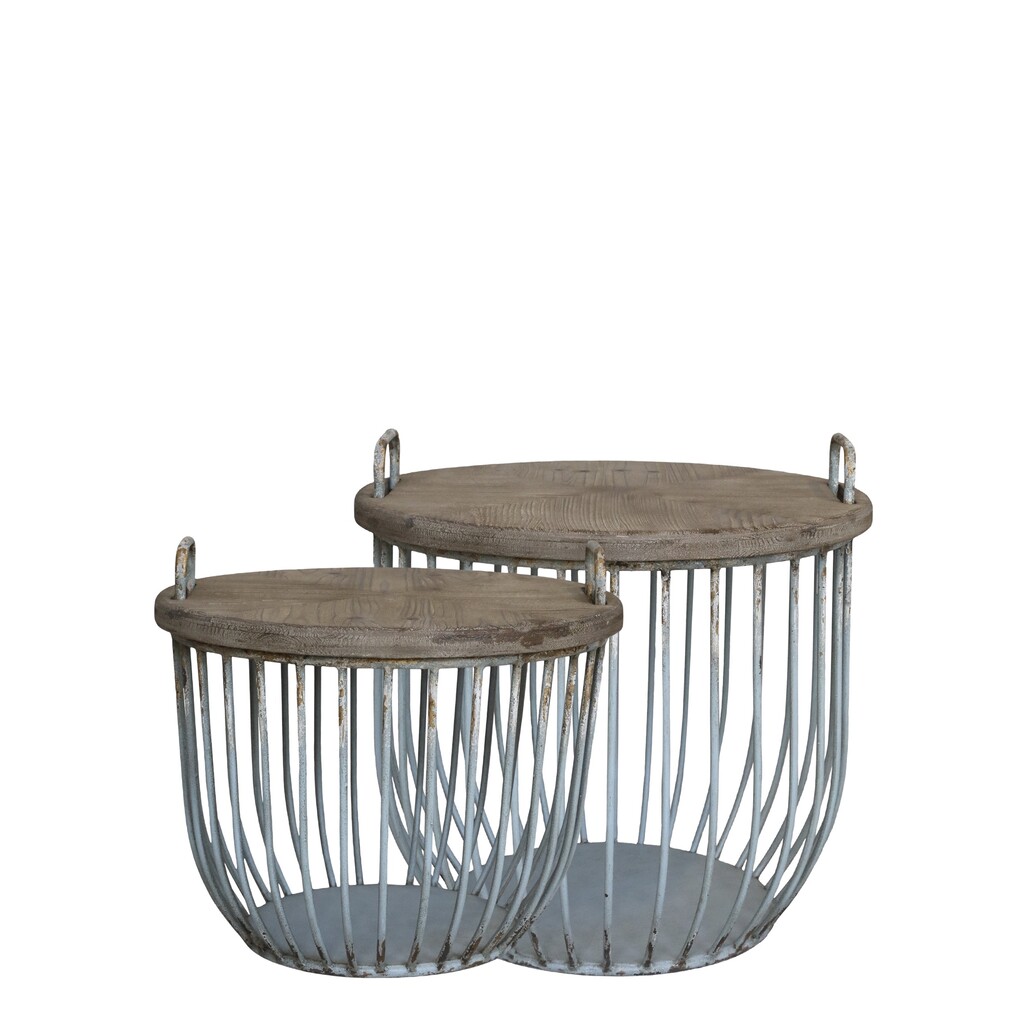 Shabby Sofatisch mit Holzdeckel 2er Set