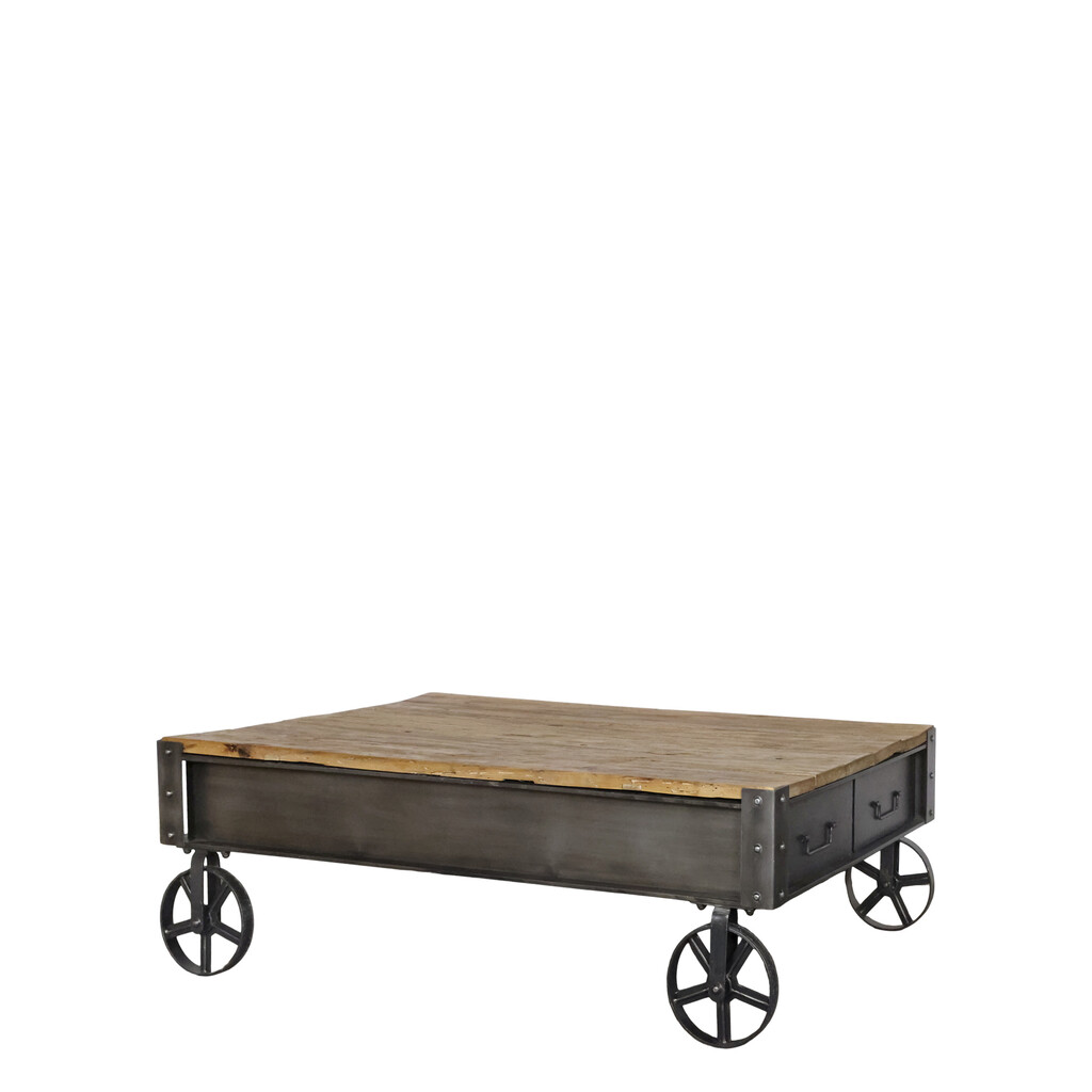 Chic Antique Sofatisch mit Schublade Ulmenholz Schwarz &amp; Natur online kaufen bei SKANDEKO