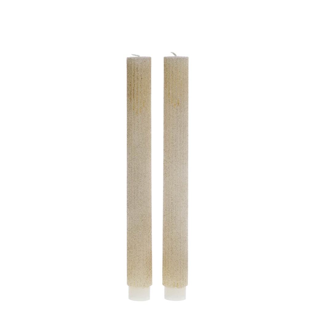 Stabkerze mit Rillen und Glitzer 2er-Set