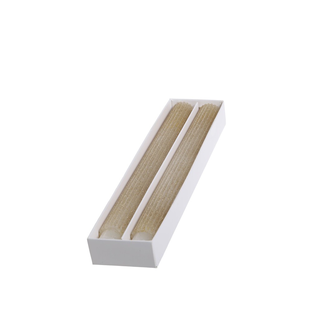 Stabkerze mit Rillen und Glitzer 2er-Set