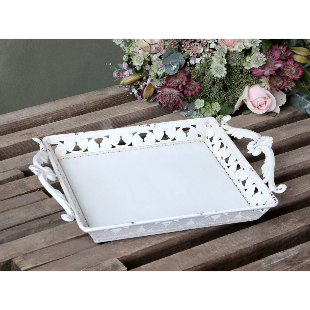 Chic Antique Tablett mit Griff und Dekor online kaufen bei SKANDEKO (Ansicht 2)