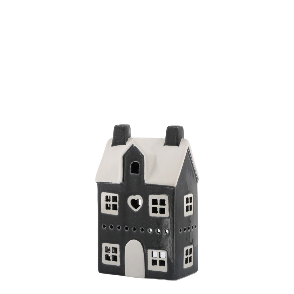 Chic Antique Teelicht Haus aus Keramik Chamonix 2, schwarz online kaufen bei SKANDEKO