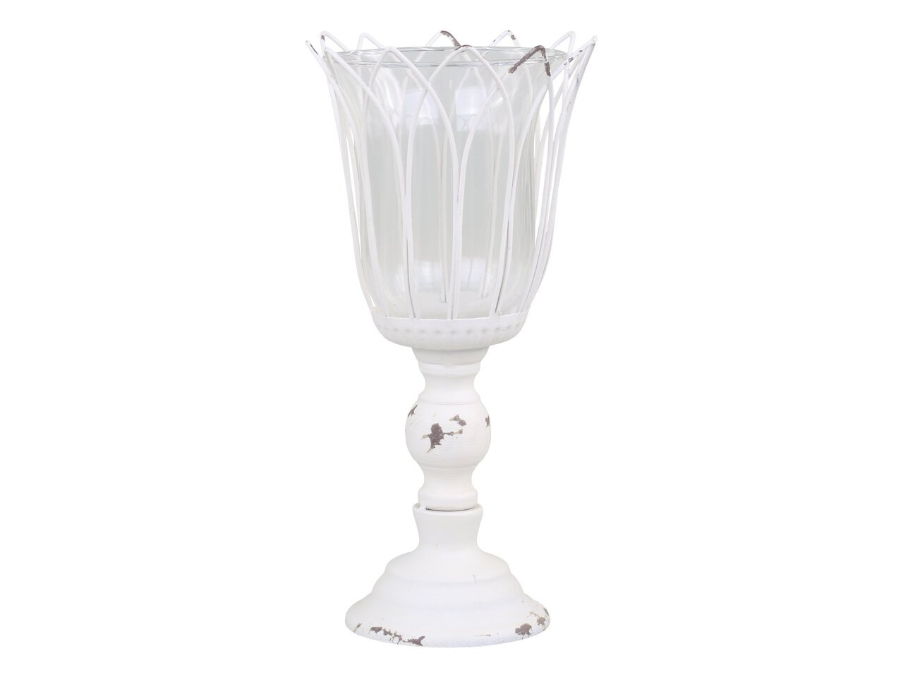 Chic Antique Teelichthalter auf Fuß mit Glas online kaufen bei SKANDEKO