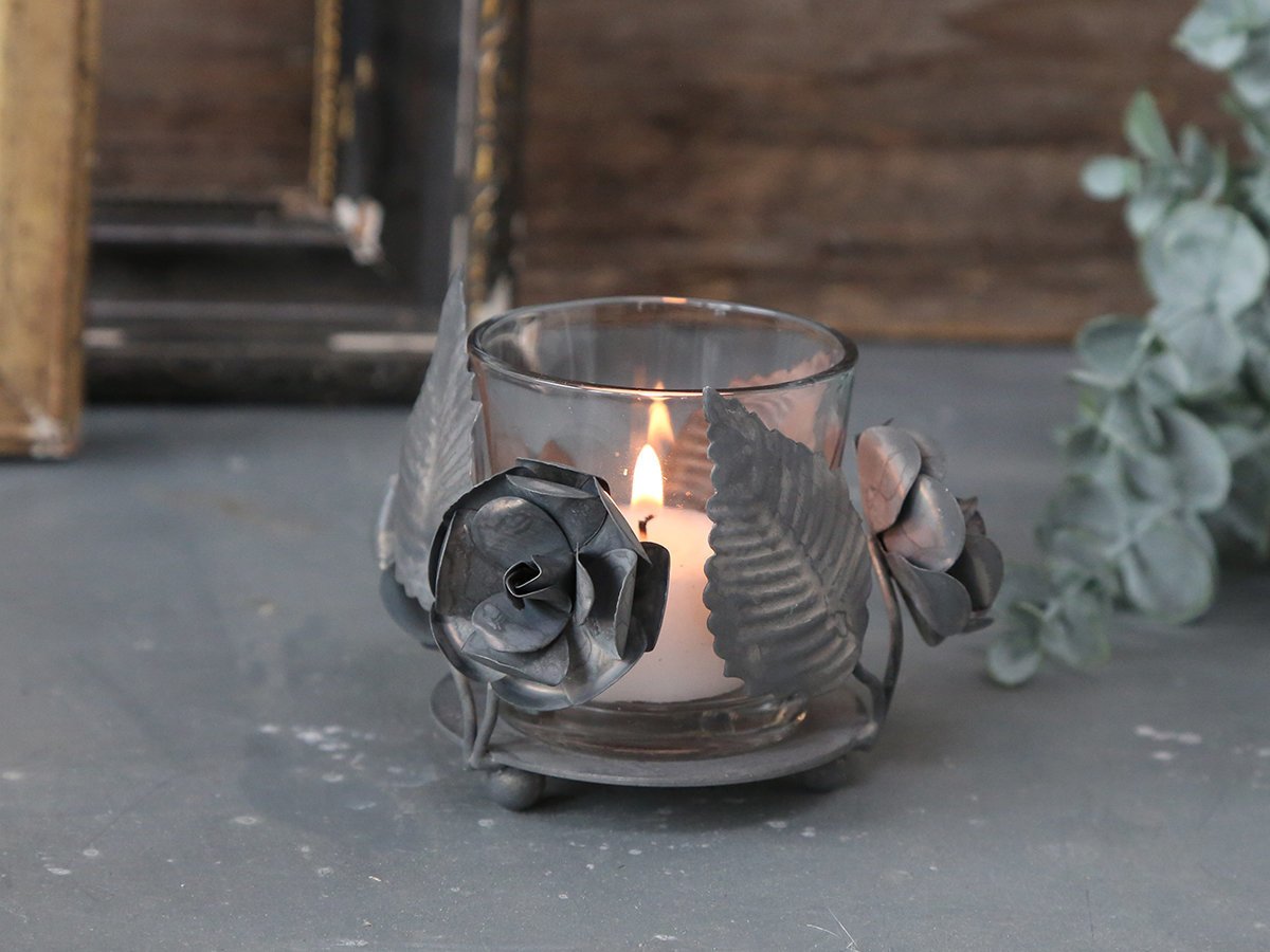 Chic Antique Teelichthalter mit Blumen deko online kaufen bei SKANDEKO (Ansicht 2)