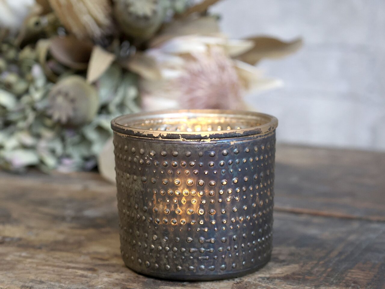 Chic Antique Teelichthalter mit Muster aus Glas online kaufen bei SKANDEKO (Ansicht 2)