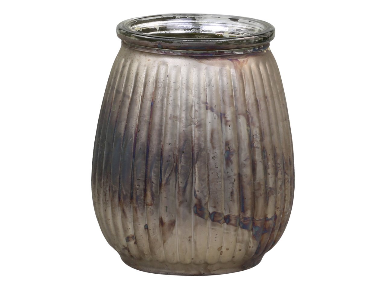 Chic Antique Teelichthalter mit Rillen aus Glas online kaufen bei SKANDEKO