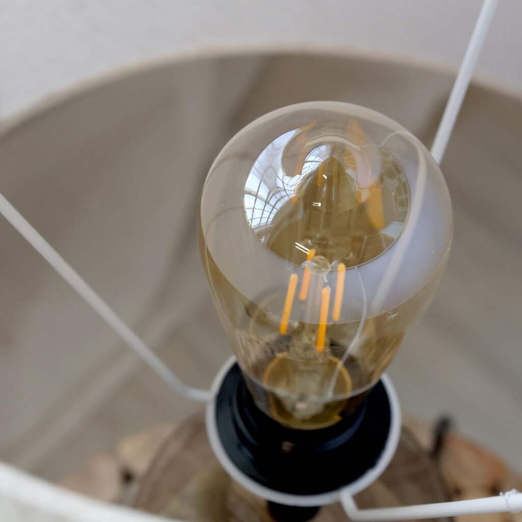 Tischlampe mit Holzfuss und Lampenschirm