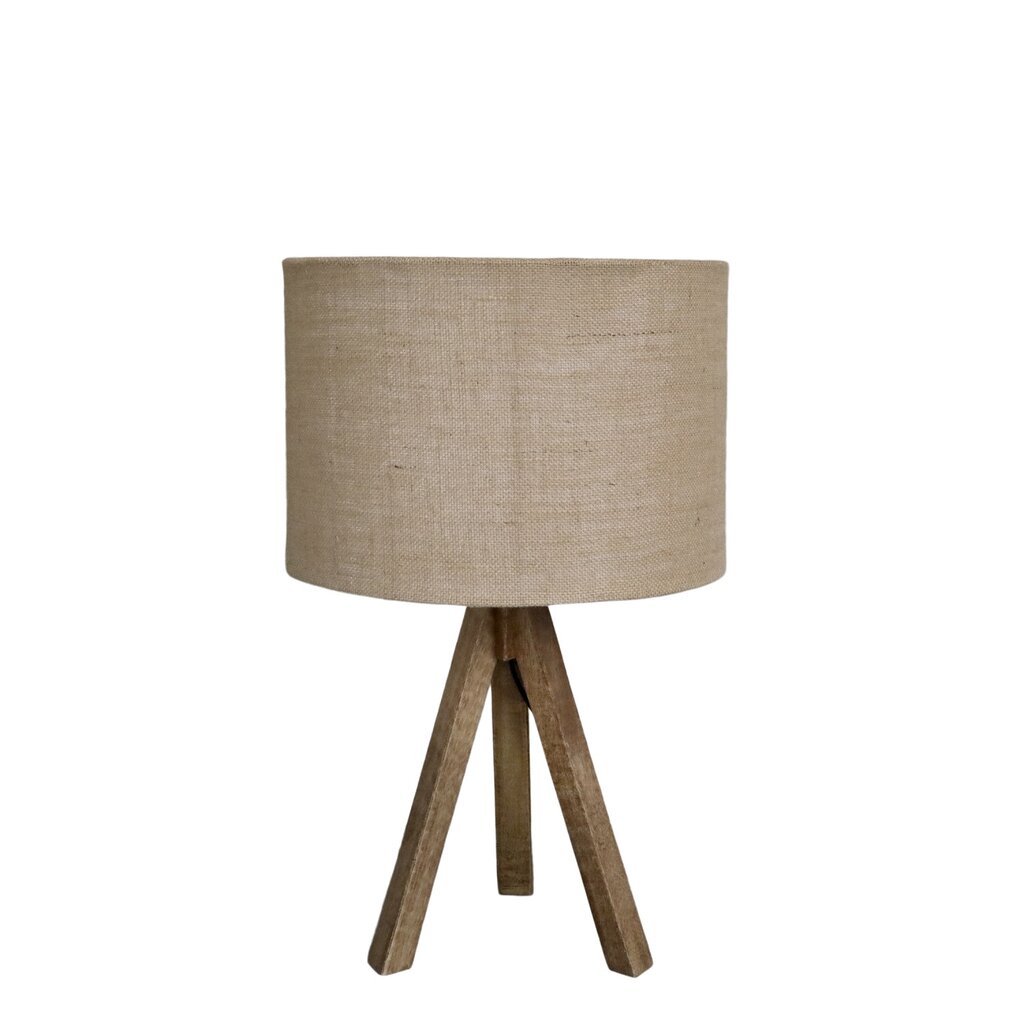Chic Antique Tischlampe mit Holzfuss und Leinenschirm online kaufen bei SKANDEKO