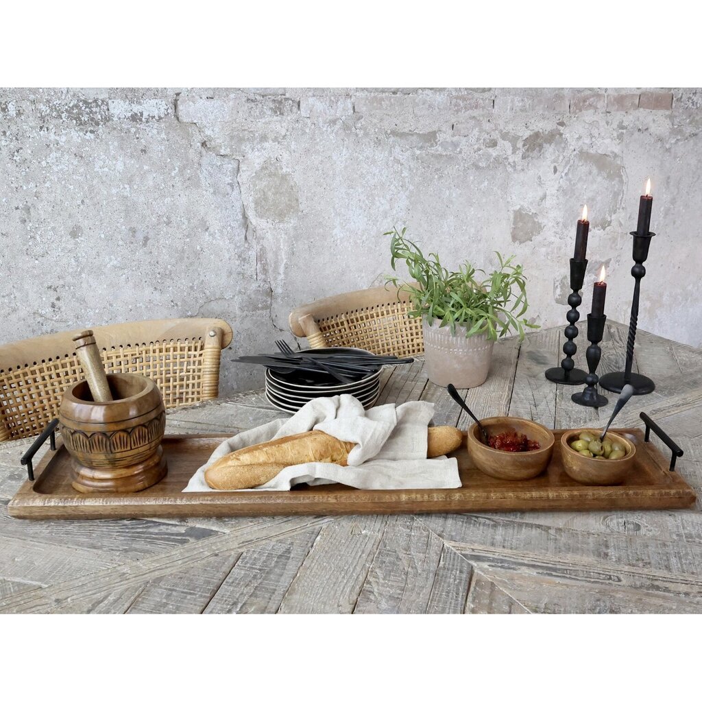 Chic Antique Tours Servier Tablett in Holz mit Henkel online kaufen bei SKANDEKO (Ansicht 2)