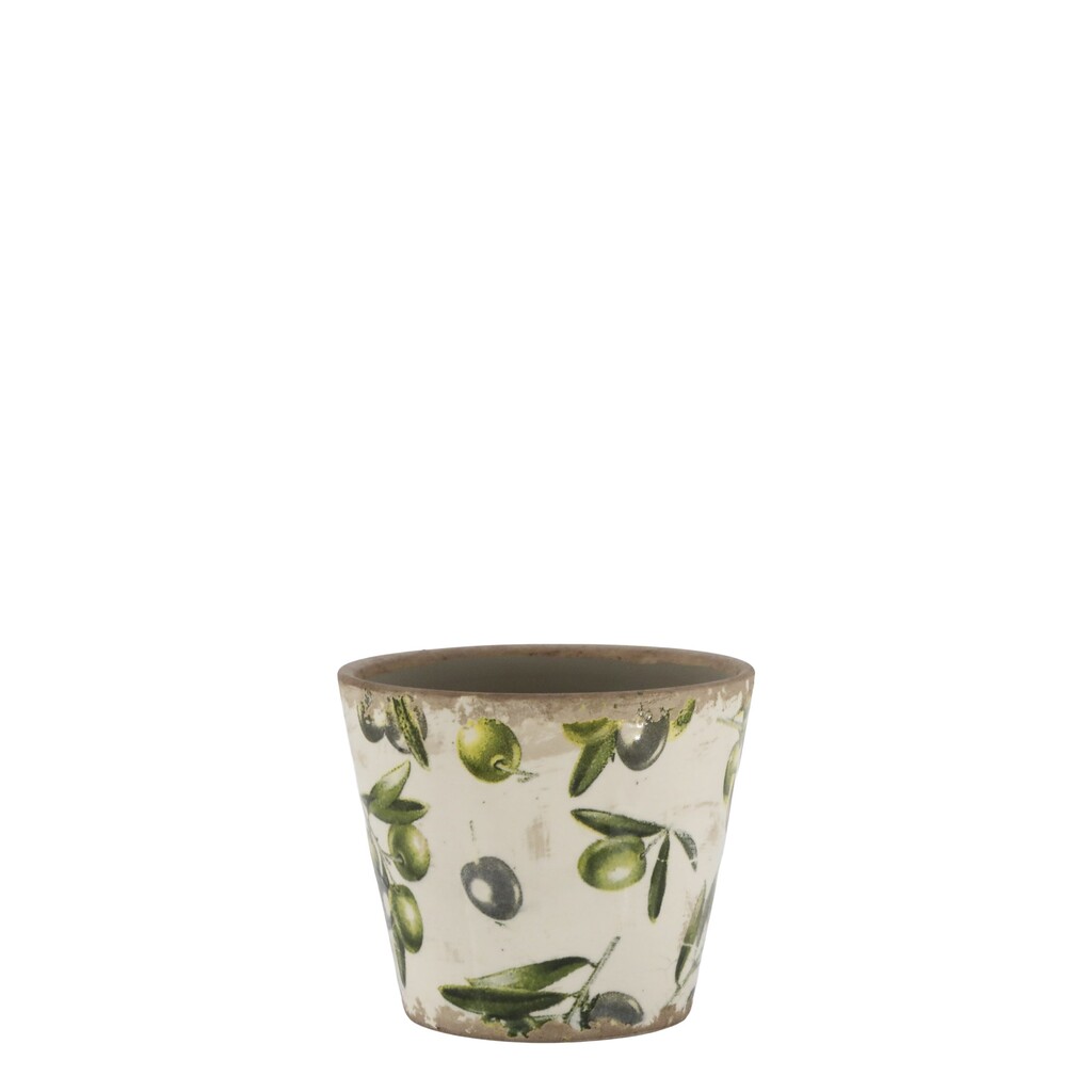 Übertopf Olive mit Olivenmuster