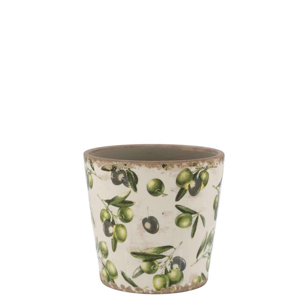 Chic Antique Übertopf Olive mit Olivenmuster online kaufen bei SKANDEKO