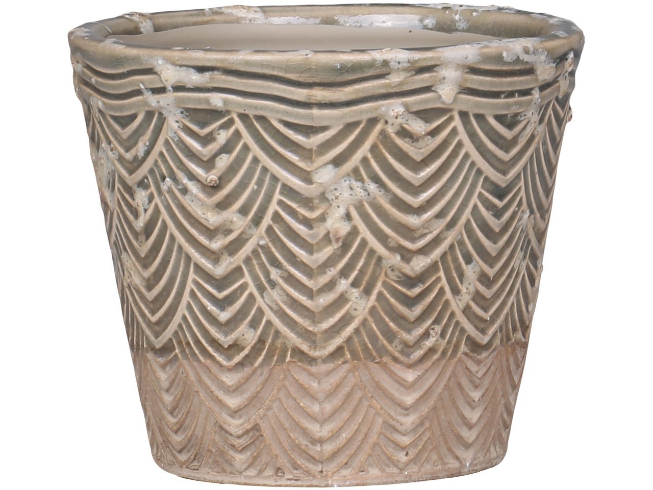 Chic Antique Valence Übertopf mit Blattmuster online kaufen bei SKANDEKO