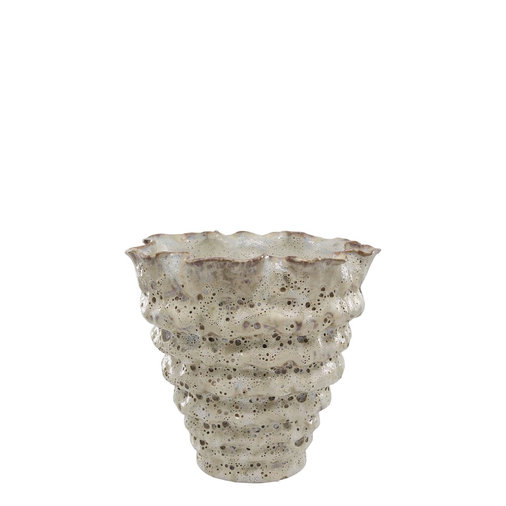 Vase mit Rillen aus Steingut