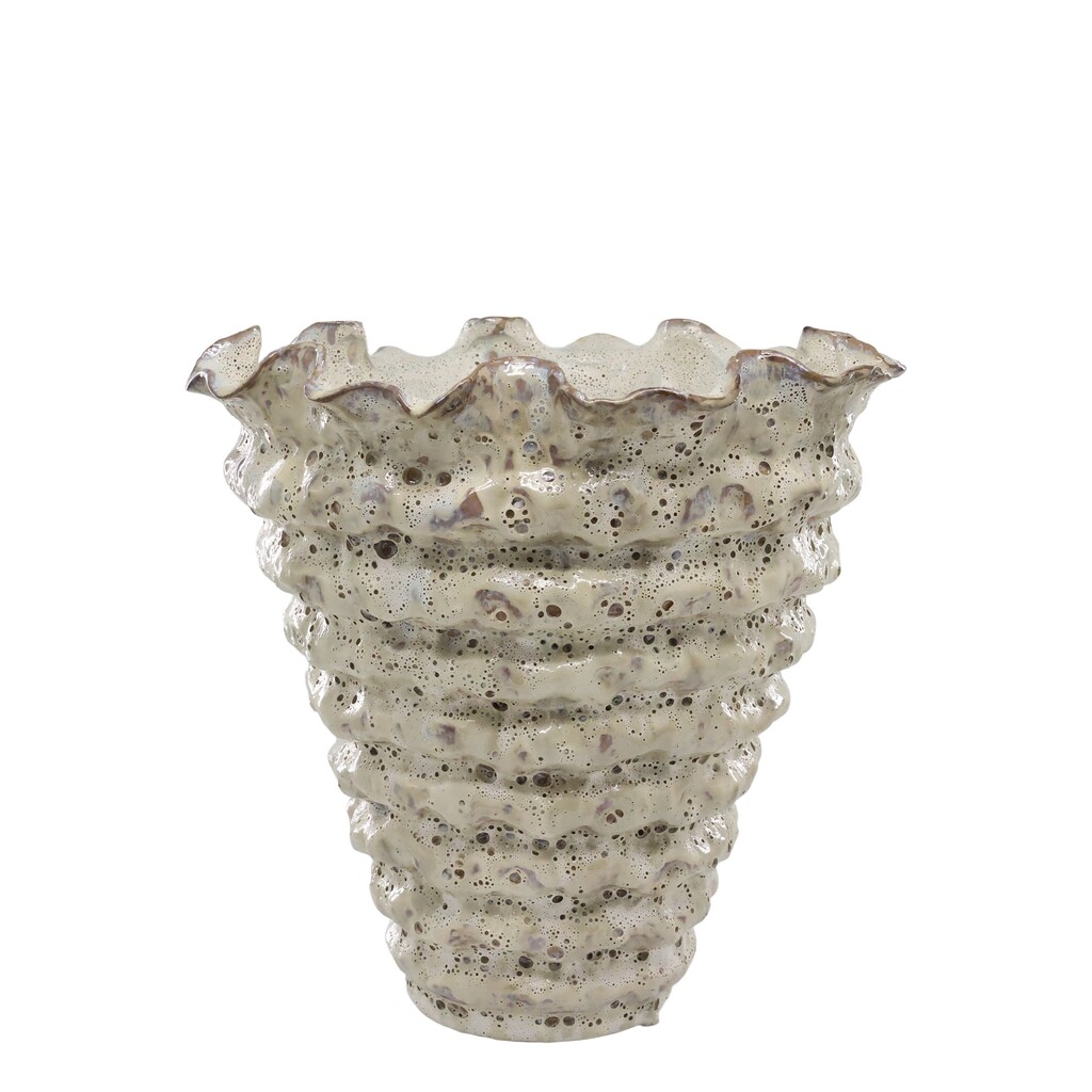 Chic Antique Vase mit Rillen aus Steingut online kaufen bei SKANDEKO