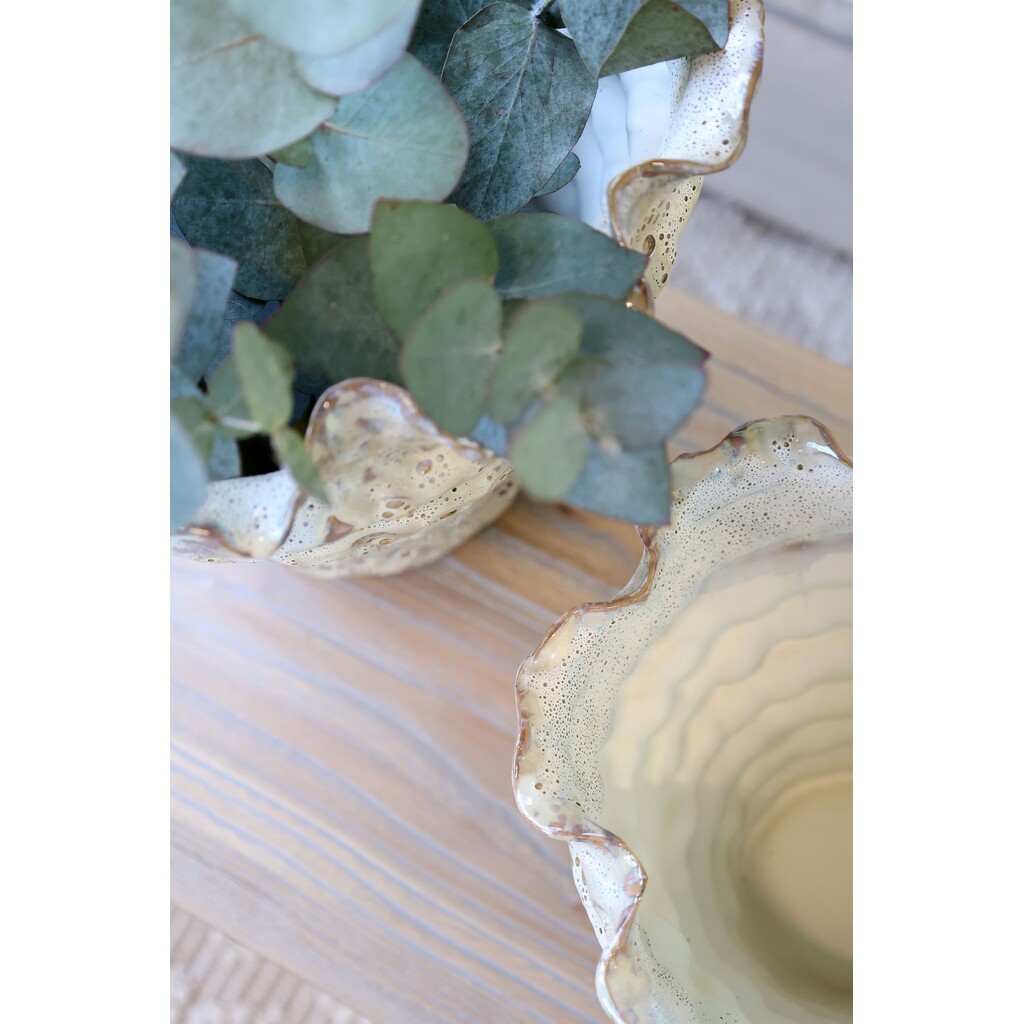 Vase mit Rillen aus Steingut