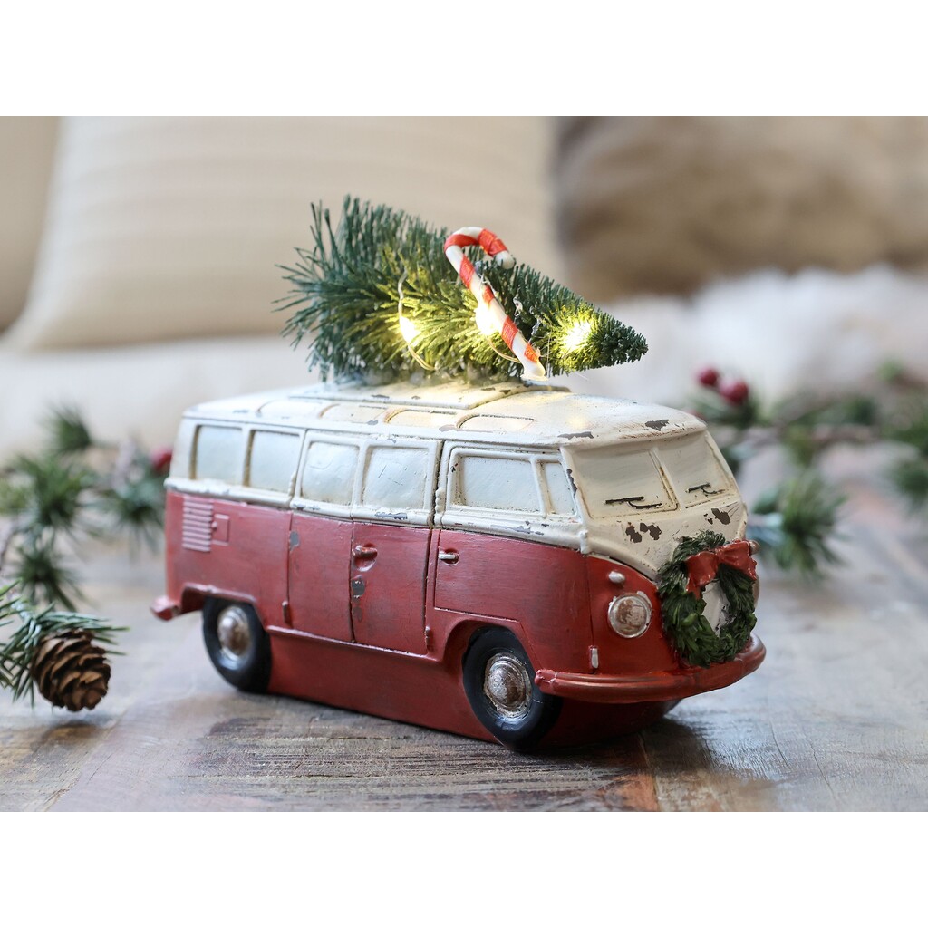Vintage Bus mit Weihnachtsbaum und LED