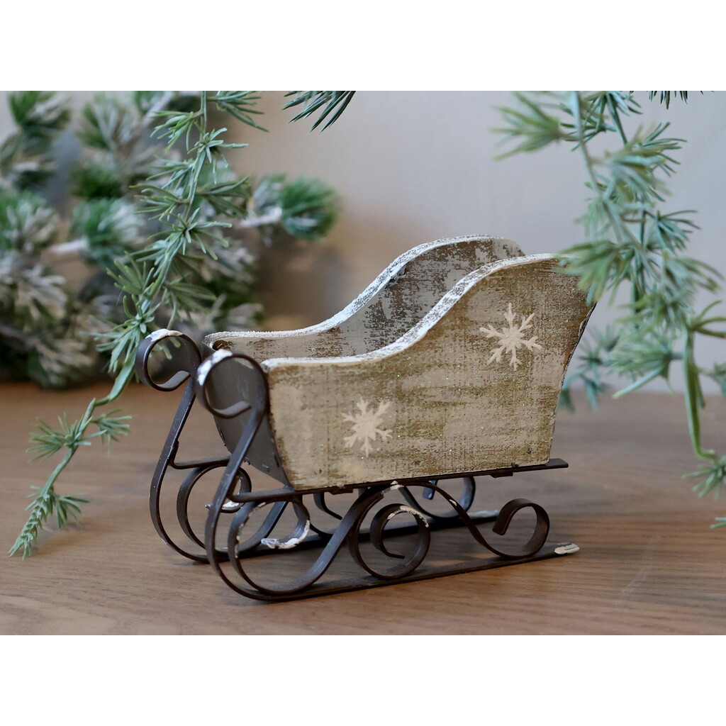 Chic Antique Vintage Schlitten mit Schneeflocke online kaufen bei SKANDEKO (Ansicht 2)