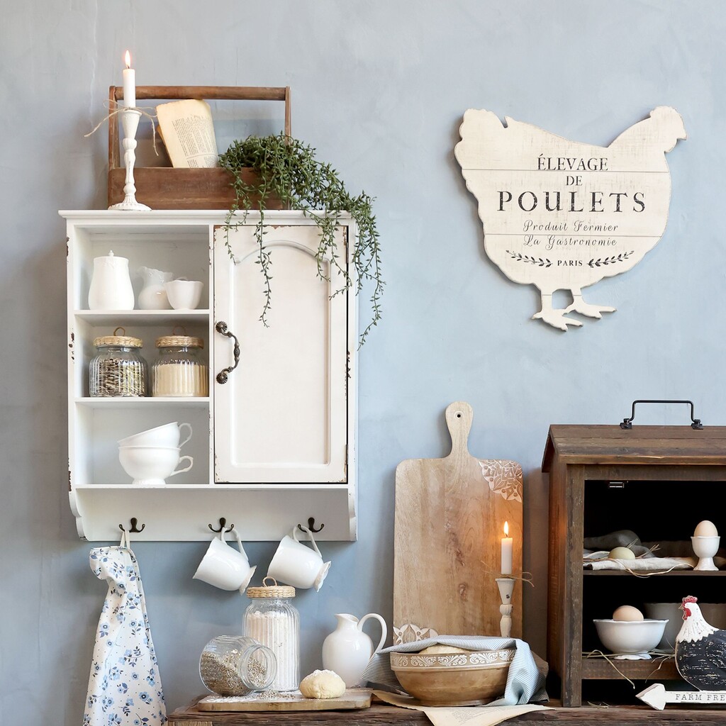 Chic Antique Vintage Schrank für Wand mit 1 Tür und 3 Ablagen online kaufen bei SKANDEKO (Ansicht 2)