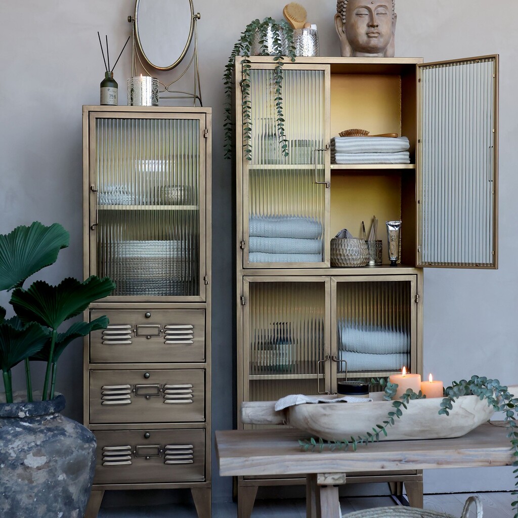 Chic Antique Vitrinenschrank mit 4 Glastüren online kaufen bei SKANDEKO (Ansicht 2)