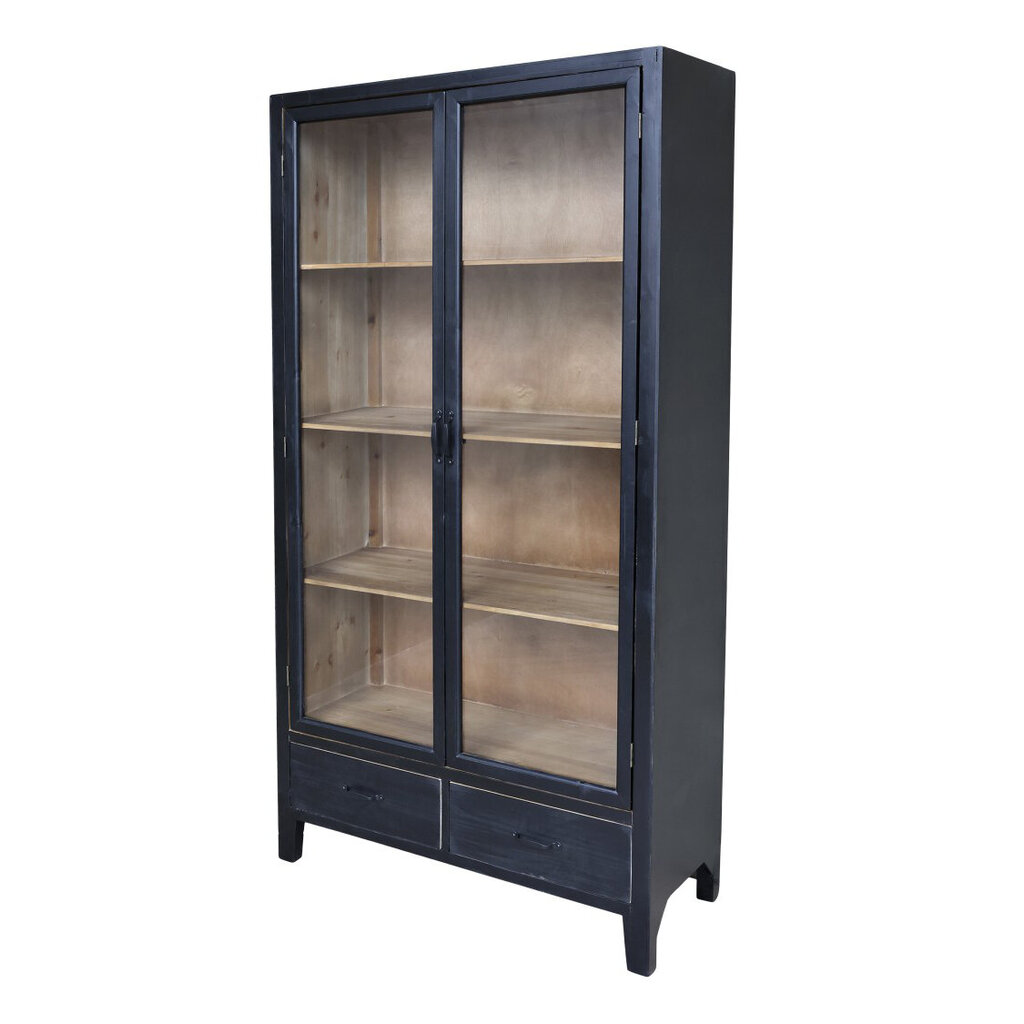 Chic Antique Vitrinenschrank mit Glastüren und Regalböden aus Holz online kaufen bei SKANDEKO