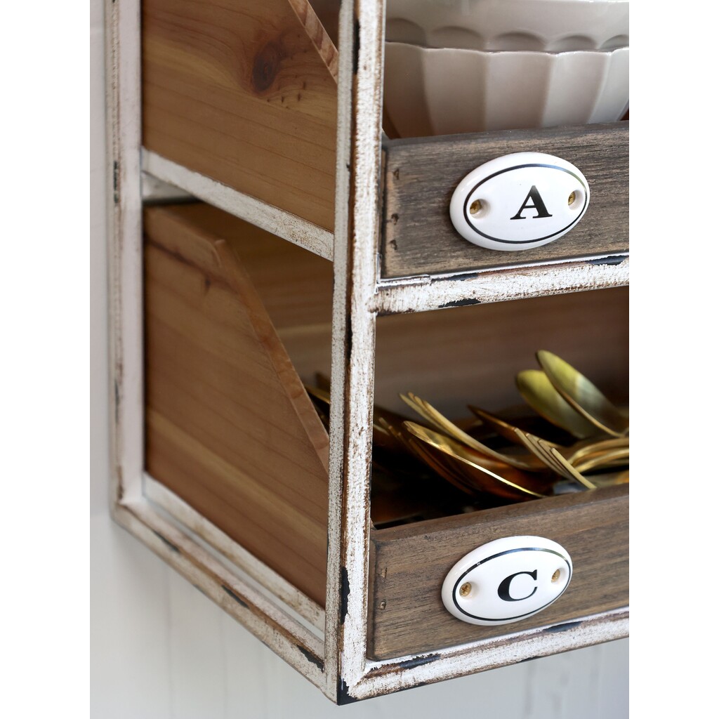 Chic Antique Wandregal mit Schubladen