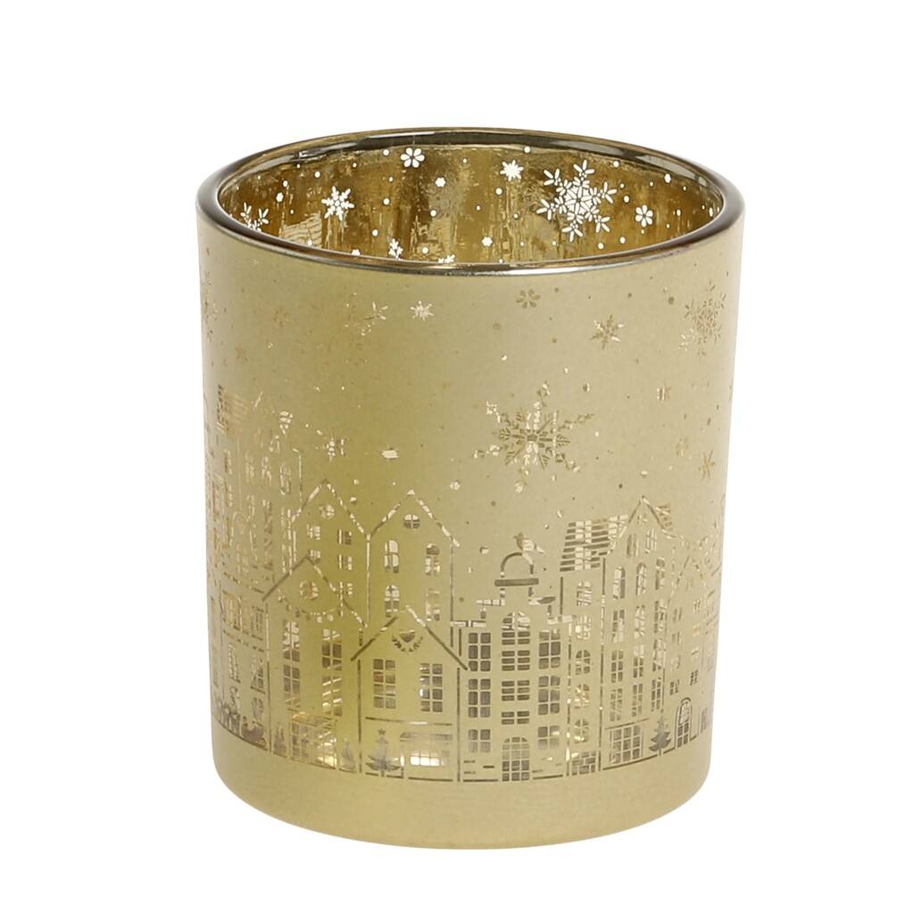 Chic Antique Weihnachtlicher Goldener Teelichthalter mit Muster online kaufen bei SKANDEKO
