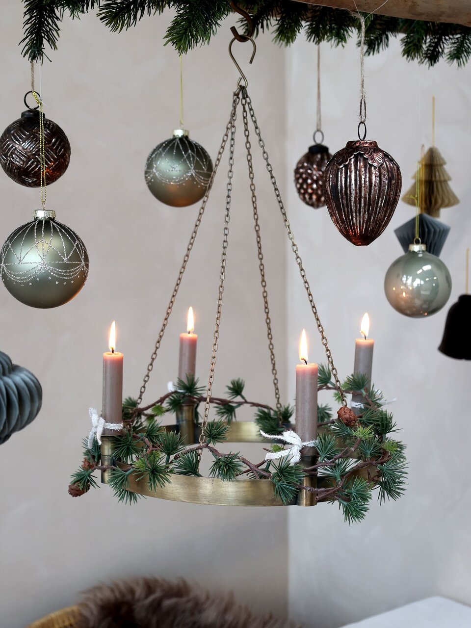 Chic Antique Weihnachtskugel mit Glitzer Streifenmuster online kaufen bei SKANDEKO (Ansicht 2)