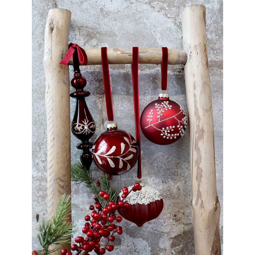 Chic Antique Weihnachtskugel mit Glitzer, rot online kaufen bei SKANDEKO (Ansicht 2)