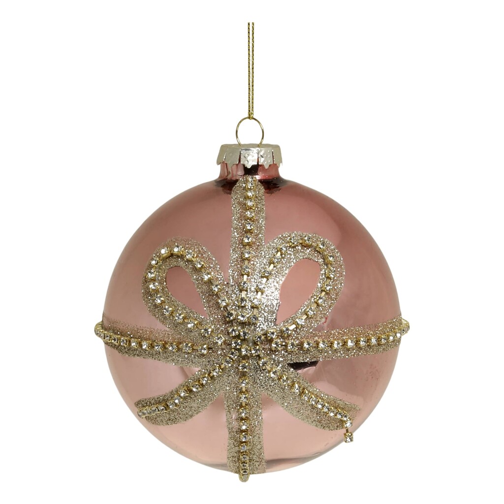 Chic Antique Weihnachtskugel Rosa Glitzerschleife online kaufen bei SKANDEKO