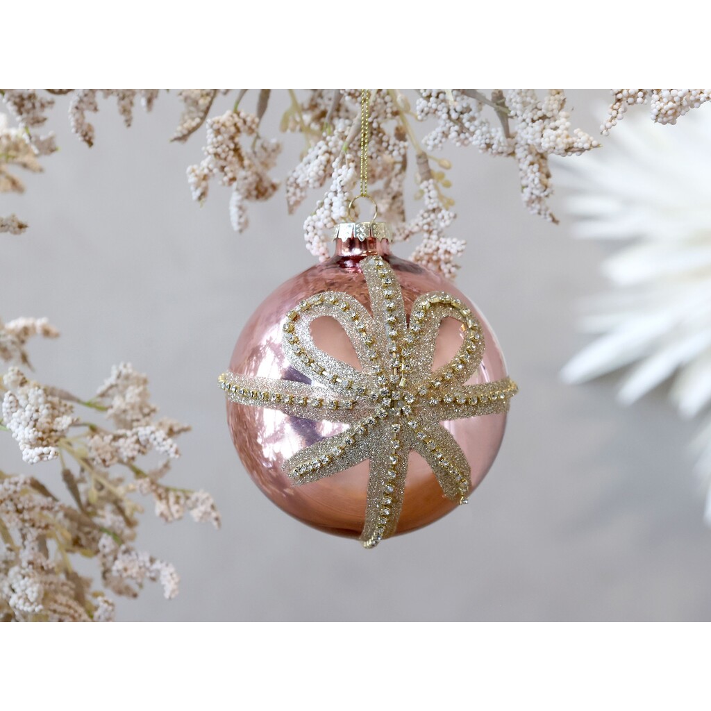 Weihnachtskugel Rosa Glitzerschleife