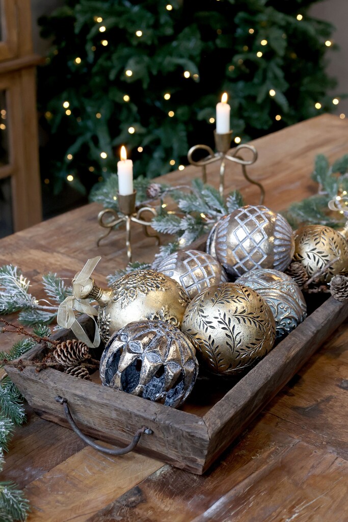 Chic Antique Weihnachtskugel zum Aufhängen, Messinglook online kaufen bei SKANDEKO (Ansicht 2)