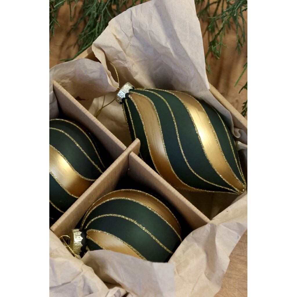 Chic Antique Weihnachtskugeln Olivgrün im 3er-Set