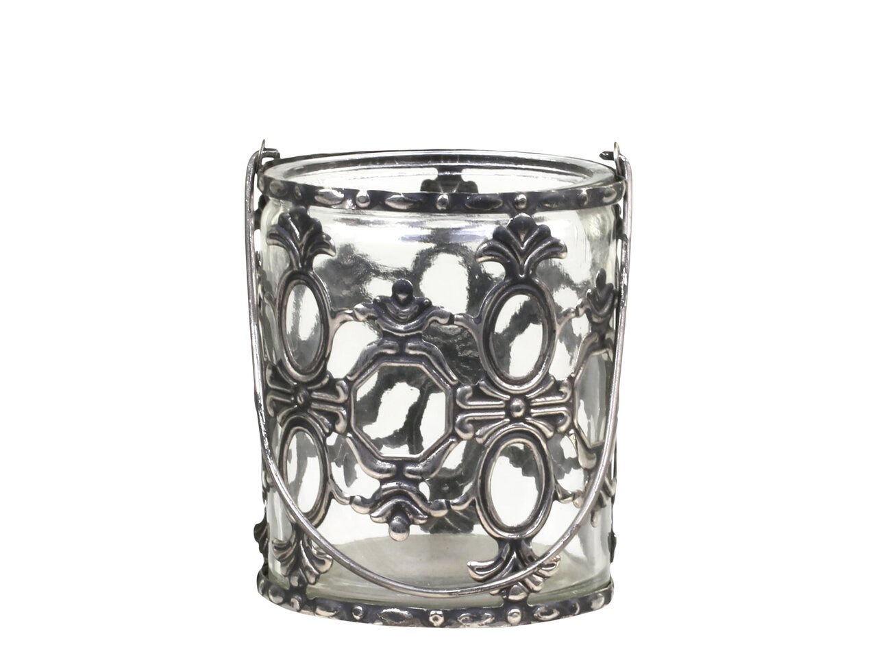 Chic Antique Windlicht mit Henkel und Lilienmuster online kaufen bei SKANDEKO