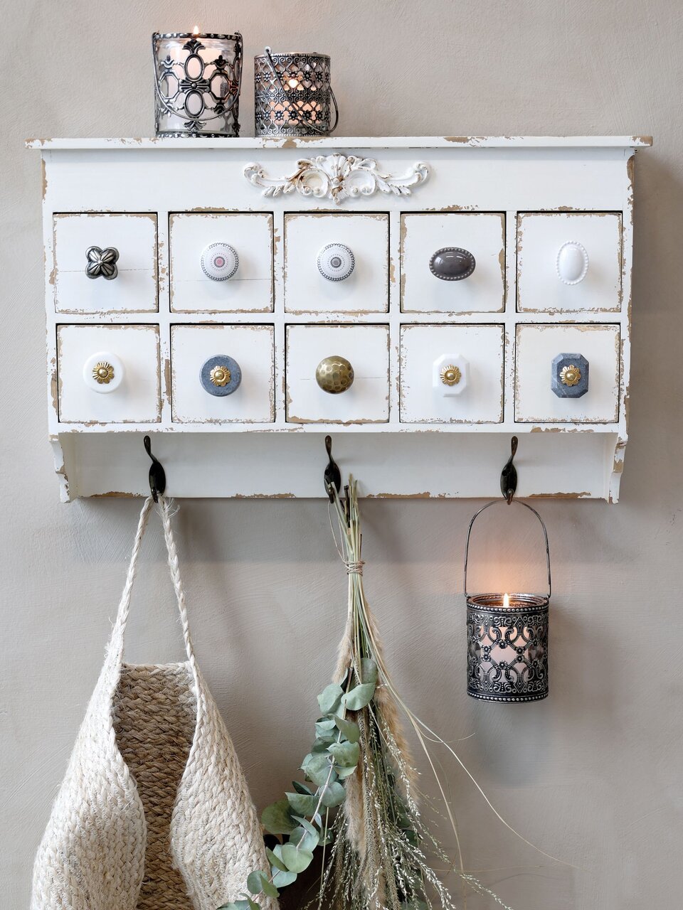 Chic Antique Windlicht mit Henkel und royalem Muster online kaufen bei SKANDEKO (Ansicht 2)