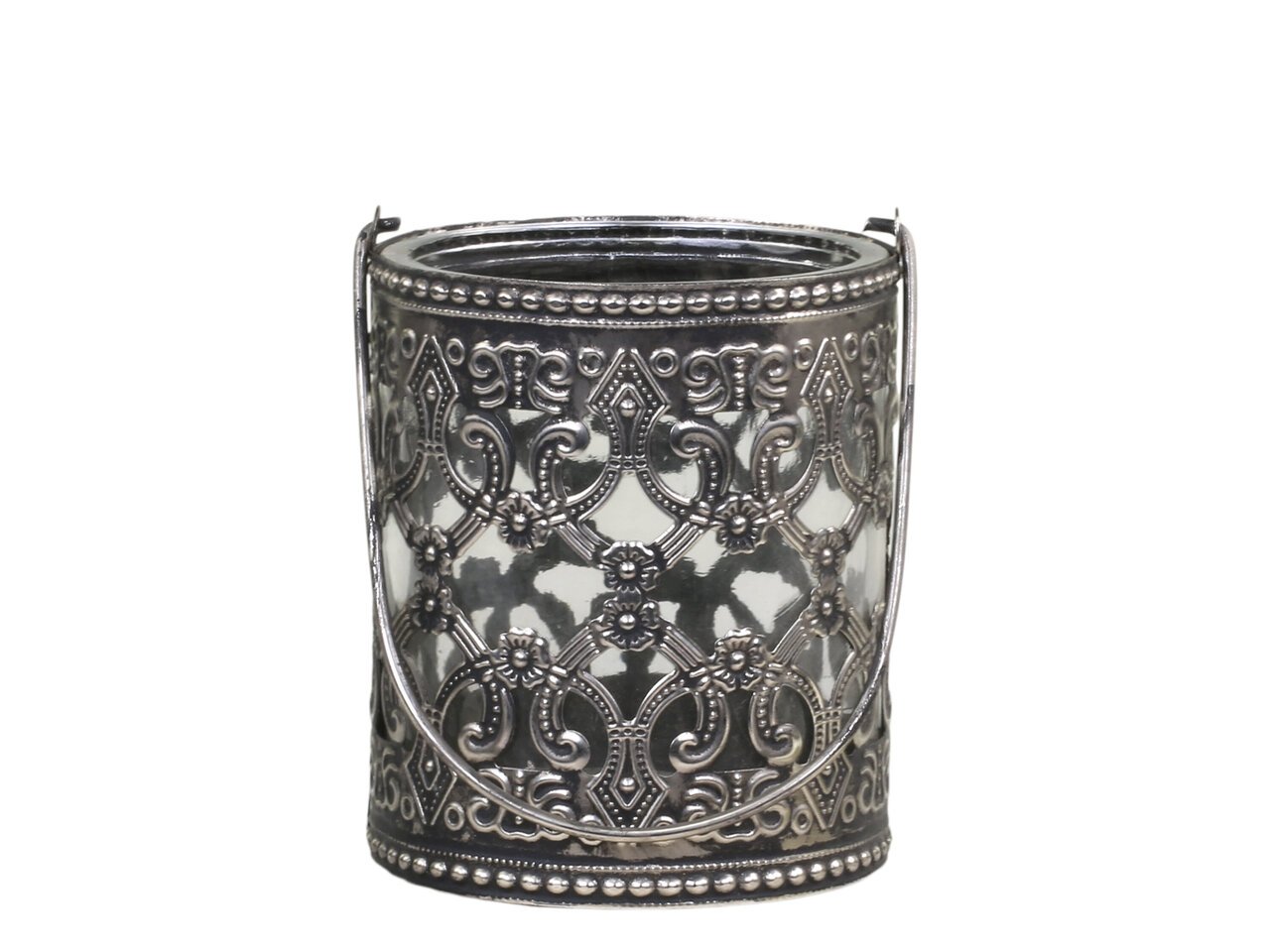 Chic Antique Windlicht mit Henkel und royalem Muster online kaufen bei SKANDEKO