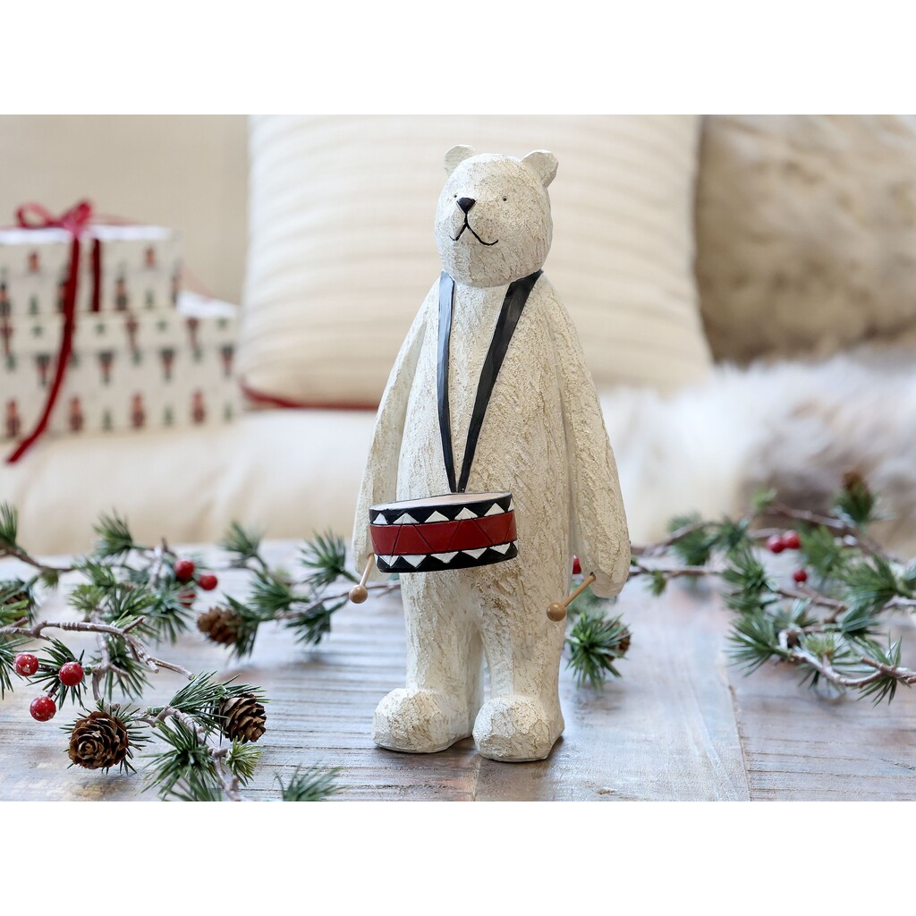 Winterliche Bären Figur mit Trommel